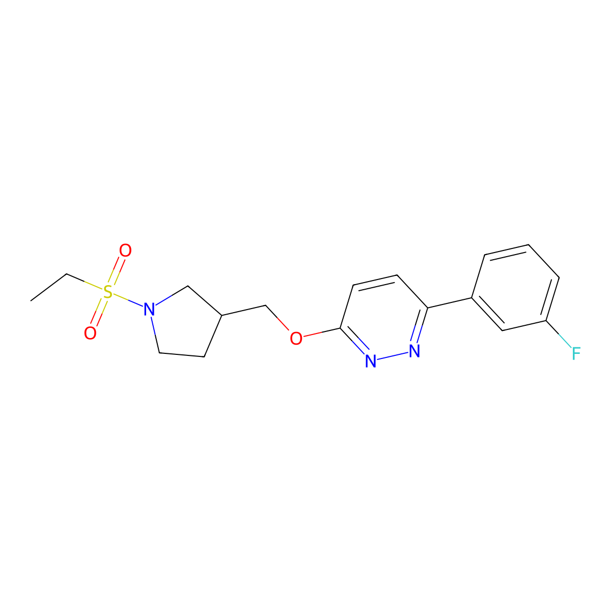 3-{[1-(Ethanesulfonyl)pyrrolidin-3-yl]methoxy}-6-(3-fluorophenyl)pyridazine molecular structure, CAS 2548999-73-9