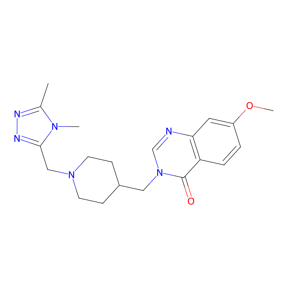3-({1-[(4,5-dimethyl-4H-1,2,4-triazol-3-yl)methyl]piperidin-4-yl}methyl)-7-methoxy-3,4-dihydroquinazolin-4-one molecular structure, CAS 2548999-78-4