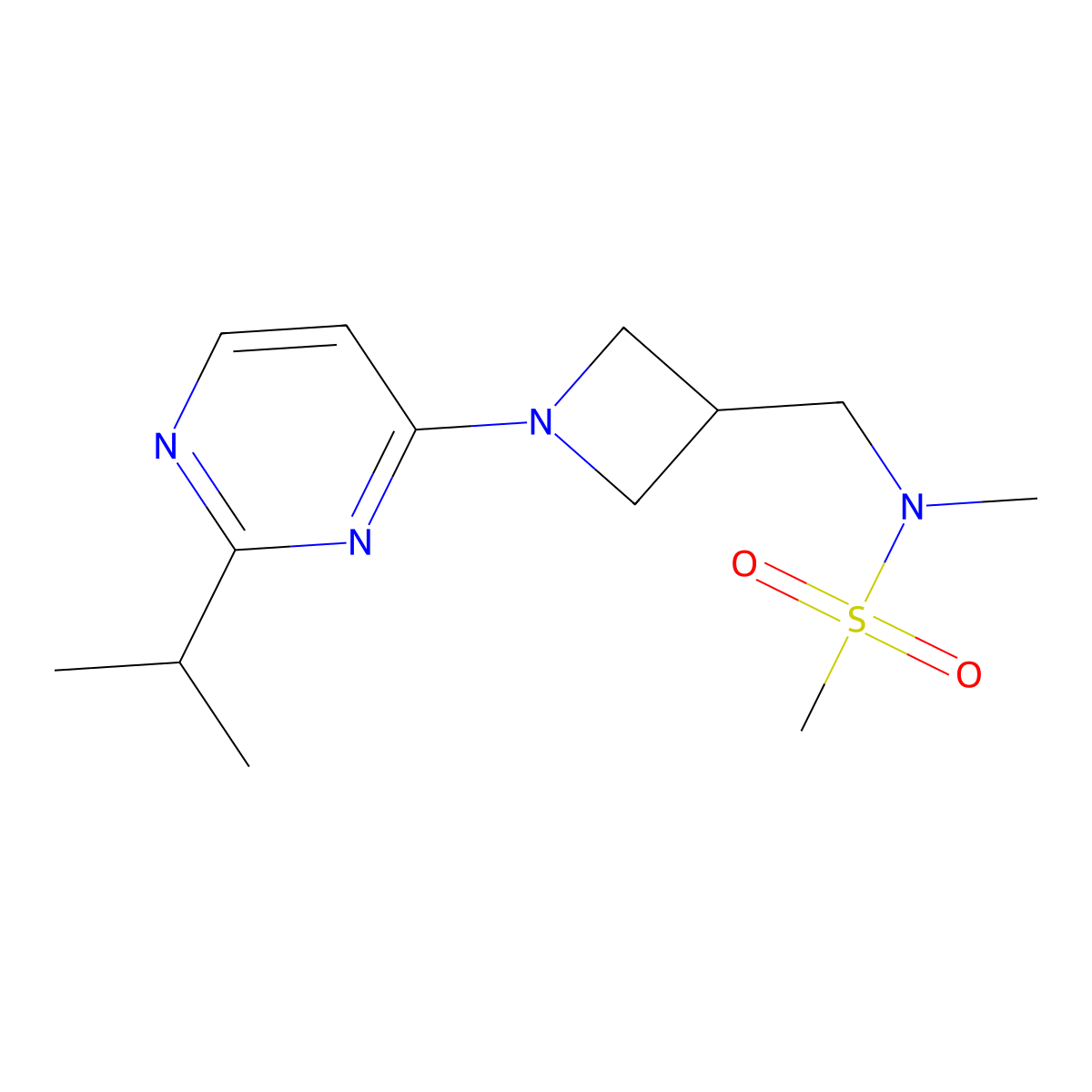 N-methyl-N-({1-[2-(propan-2-yl)pyrimidin-4-yl]azetidin-3-yl}methyl)methanesulfonamide molecular structure, CAS 2548999-85-3