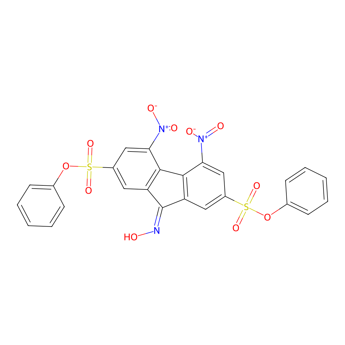 diphenyl 9-(hydroxyimino)-4,5-bisnitro-9H-fluorene-2,7-disulfonate molecular structure, CAS 254900-50-0