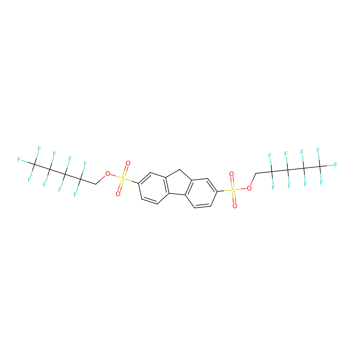 di(2,2,3,3,4,4,5,5,5-nonafluoropentyl) 9H-fluorene-2,7-disulphonate molecular structure, CAS 254900-51-1