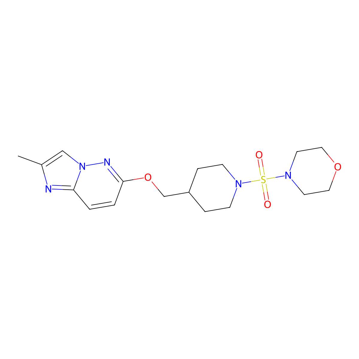 4-({4-[({2-Methylimidazo[1,2-b]pyridazin-6-yl}oxy)methyl]piperidin-1-yl}sulfonyl)morpholine molecular structure, CAS 2549000-06-6