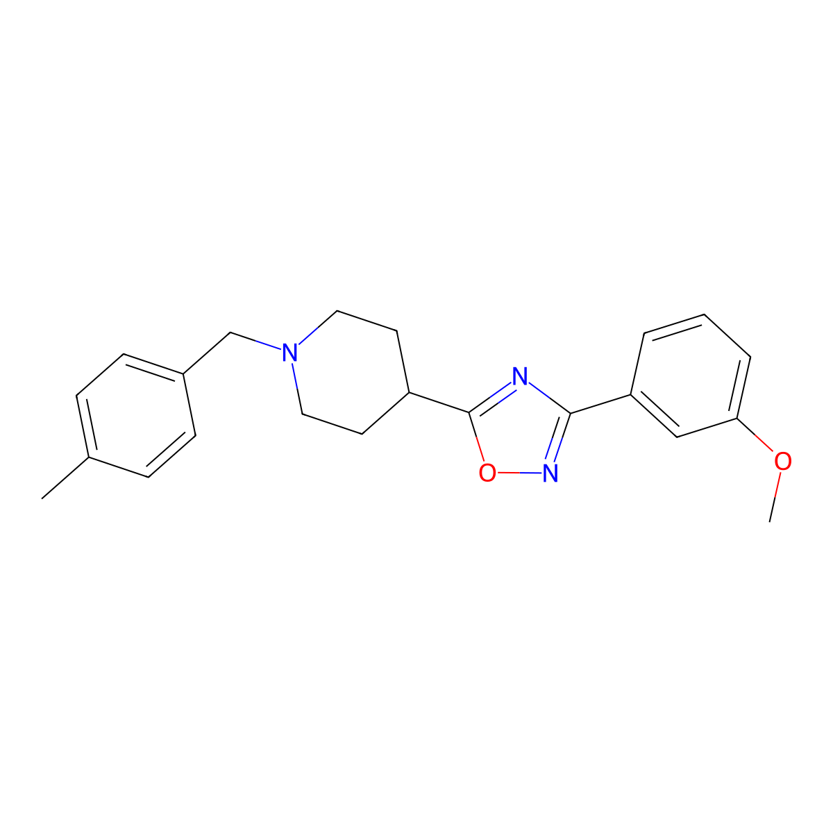 4-[3-(3-Methoxyphenyl)-1,2,4-oxadiazol-5-yl]-1-[(4-methylphenyl)methyl]piperidine molecular structure, CAS 2549000-07-7