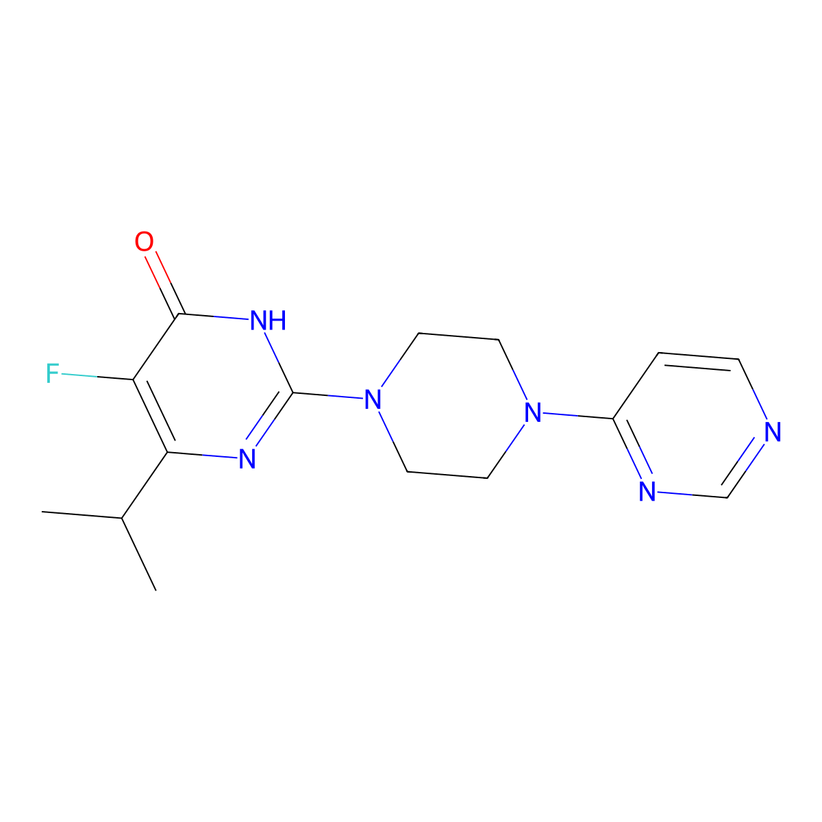 5-Fluoro-6-(propan-2-yl)-2-[4-(pyrimidin-4-yl)piperazin-1-yl]-3,4-dihydropyrimidin-4-one molecular structure, CAS 2549000-09-9