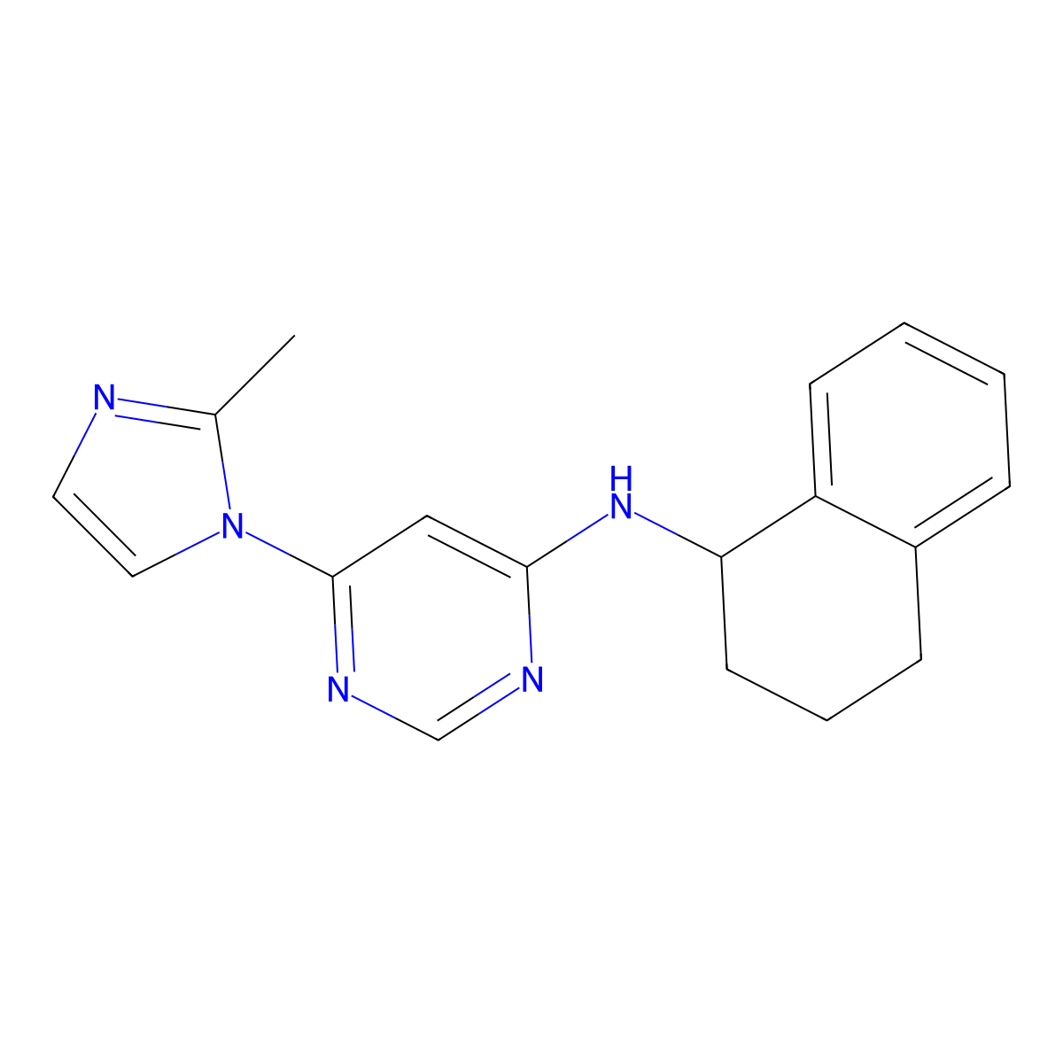 6-(2-methyl-1H-imidazol-1-yl)-N-(1,2,3,4-tetrahydronaphthalen-1-yl)pyrimidin-4-amine molecular structure, CAS 2549000-15-7