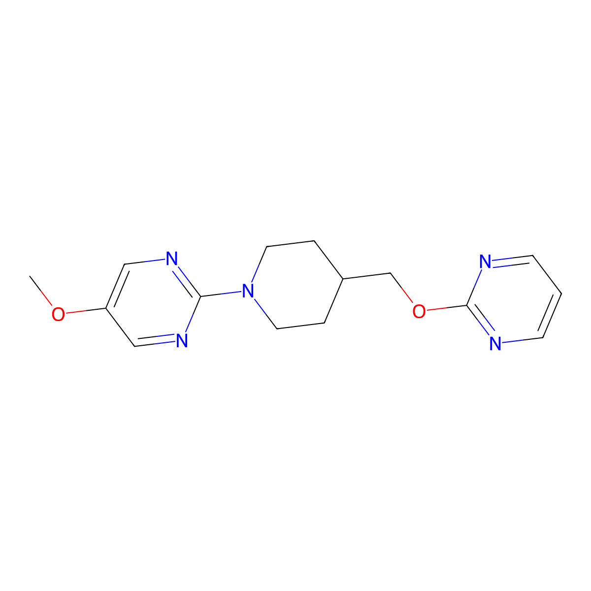 5-Methoxy-2-{4-[(pyrimidin-2-yloxy)methyl]piperidin-1-yl}pyrimidine molecular structure, CAS 2549000-17-9