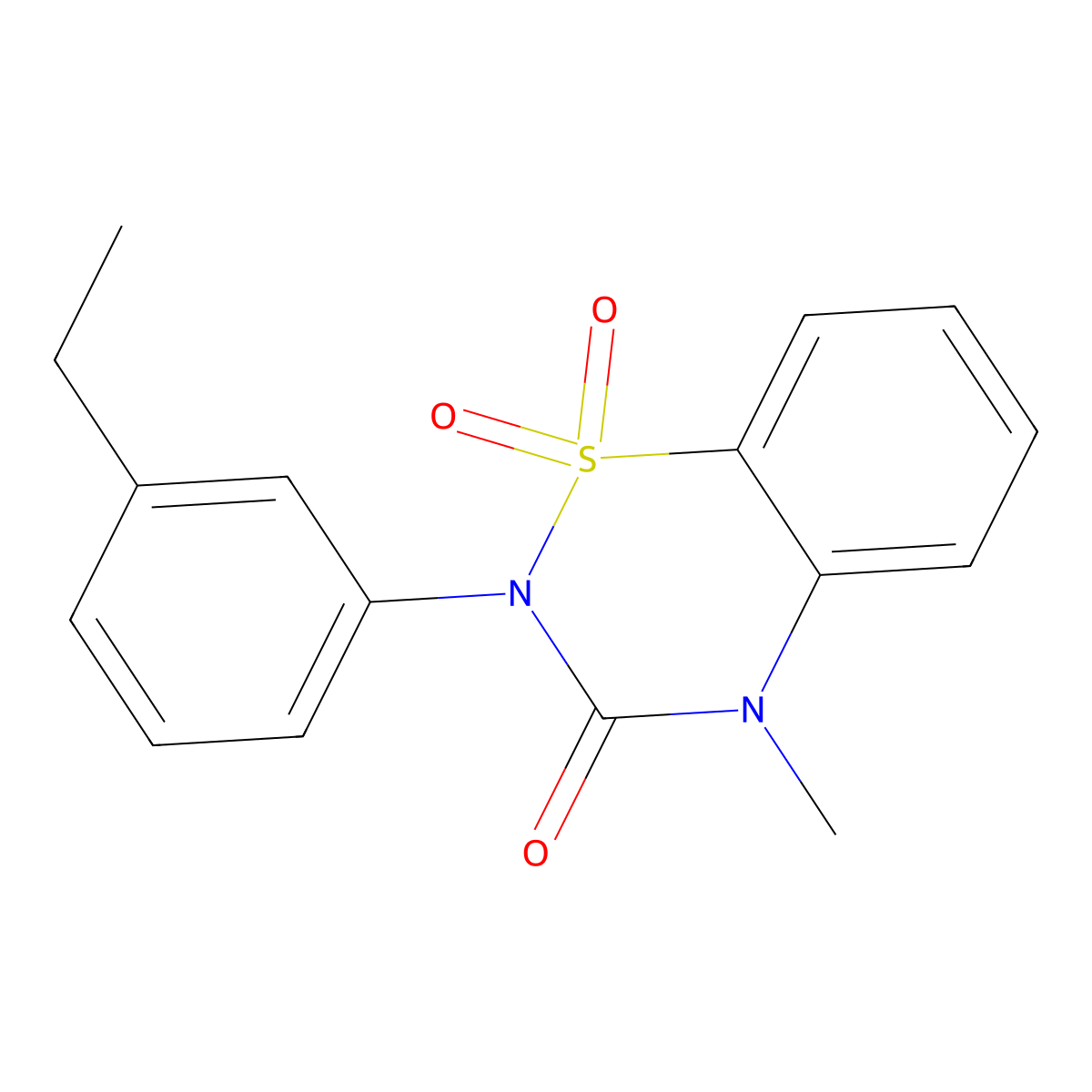 2-(3-ethylphenyl)-4-methyl-3,4-dihydro-2H-1lambda6,2,4-benzothiadiazine-1,1,3-trione molecular structure, CAS 2549000-19-1
