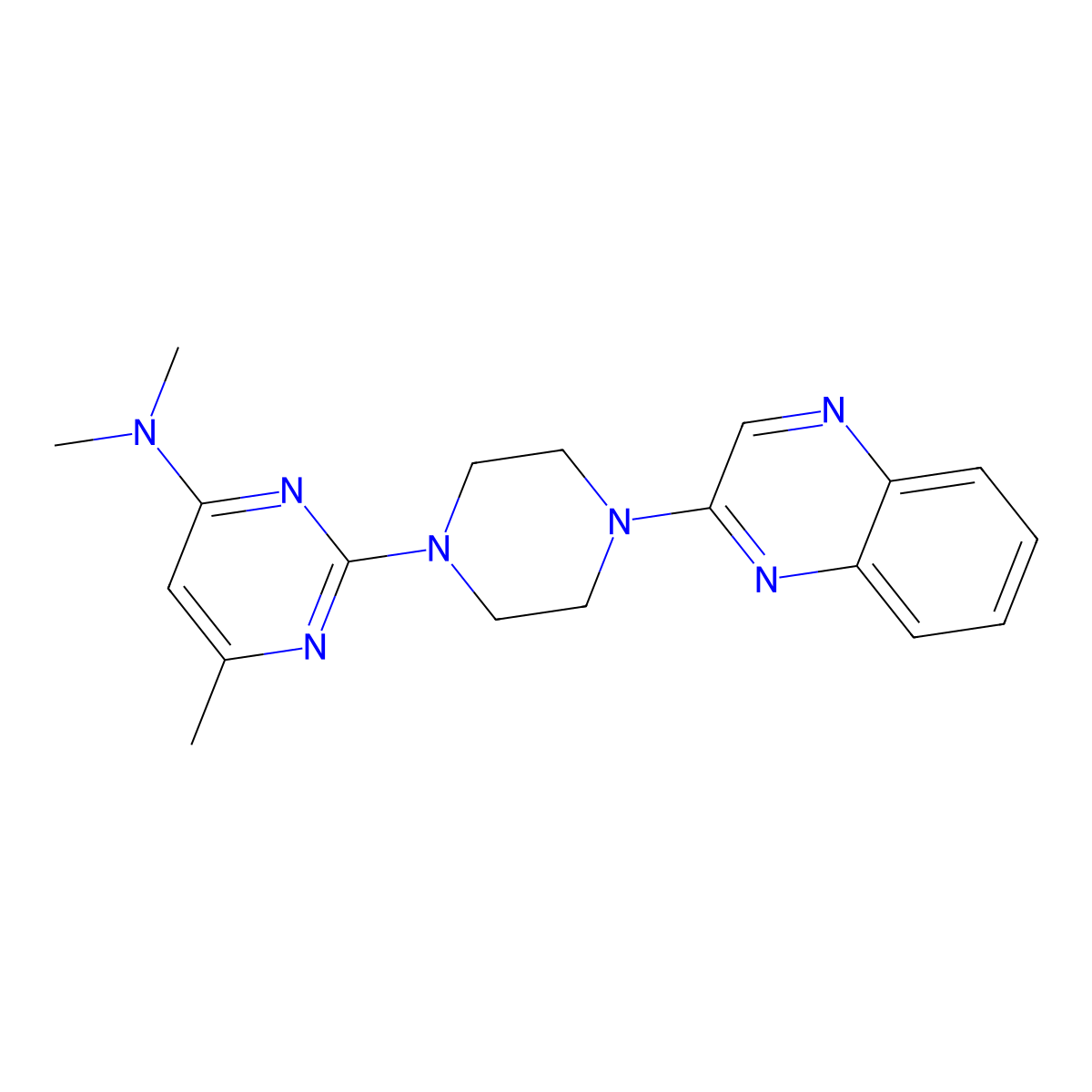 N,N,6-trimethyl-2-[4-(quinoxalin-2-yl)piperazin-1-yl]pyrimidin-4-amine molecular structure, CAS 2549000-21-5
