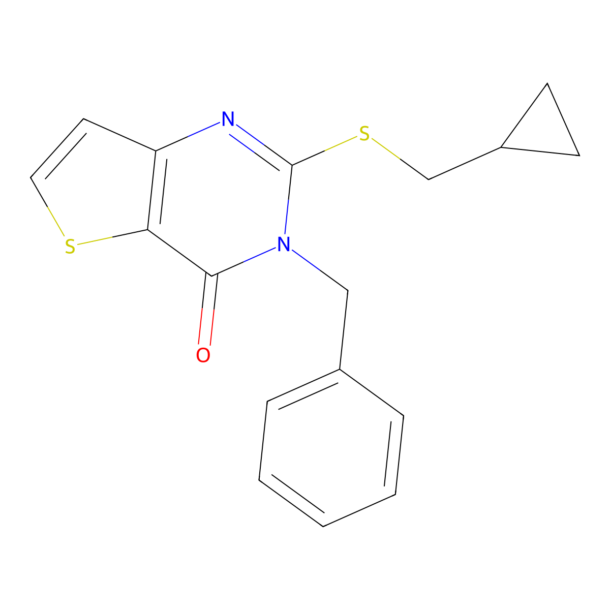 3-benzyl-2-[(cyclopropylmethyl)sulfanyl]-3H,4H-thieno[3,2-d]pyrimidin-4-one molecular structure, CAS 2549000-24-8