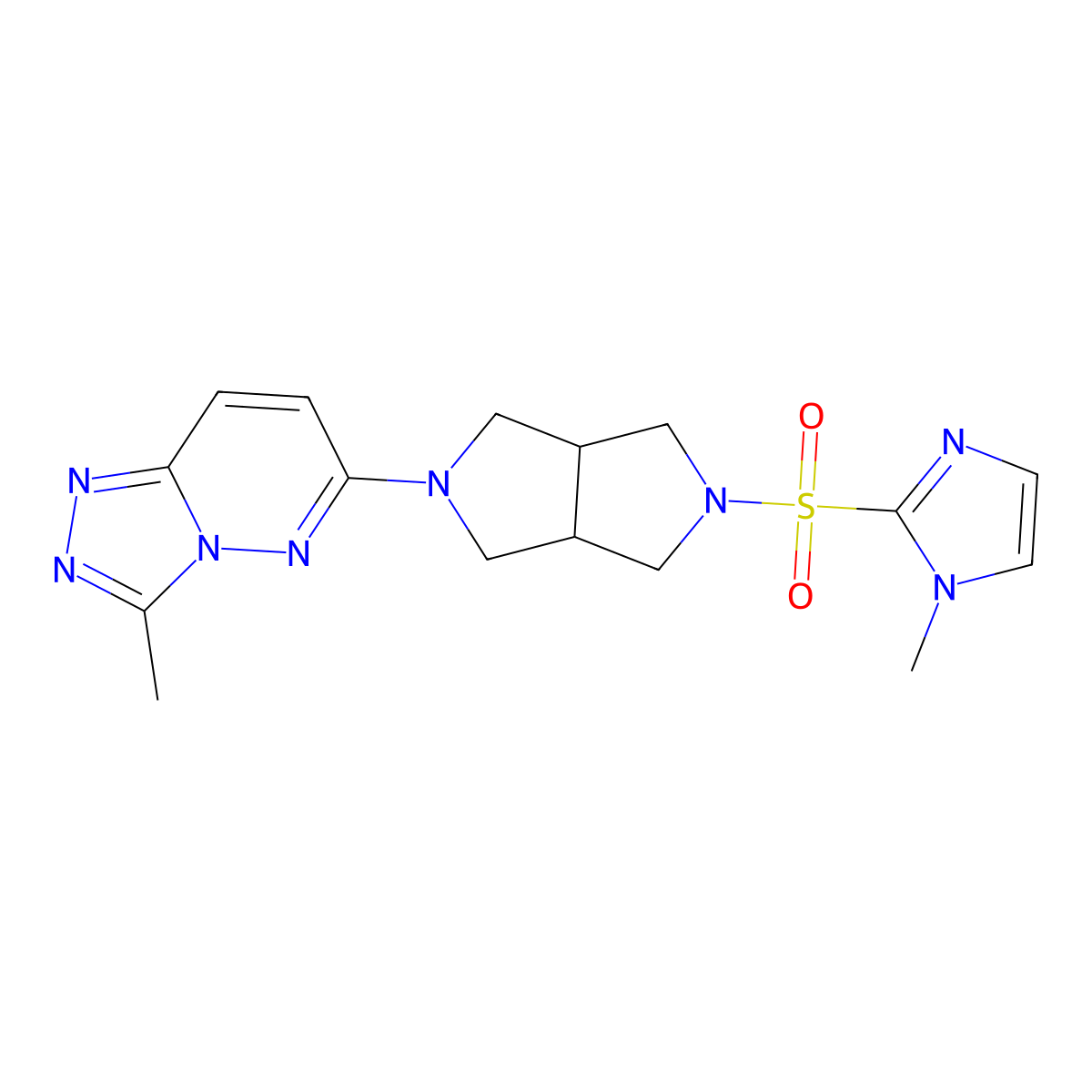 1-methyl-2-[(5-{3-methyl-[1,2,4]triazolo[4,3-b]pyridazin-6-yl}-octahydropyrrolo[3,4-c]pyrrol-2-yl)sulfonyl]-1H-imidazole molecular structure, CAS 2549000-25-9