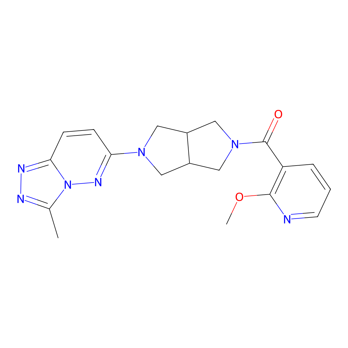 2-Methoxy-3-(5-{3-methyl-[1,2,4]triazolo[4,3-b]pyridazin-6-yl}-octahydropyrrolo[3,4-c]pyrrole-2-carbonyl)pyridine molecular structure, CAS 2549000-34-0