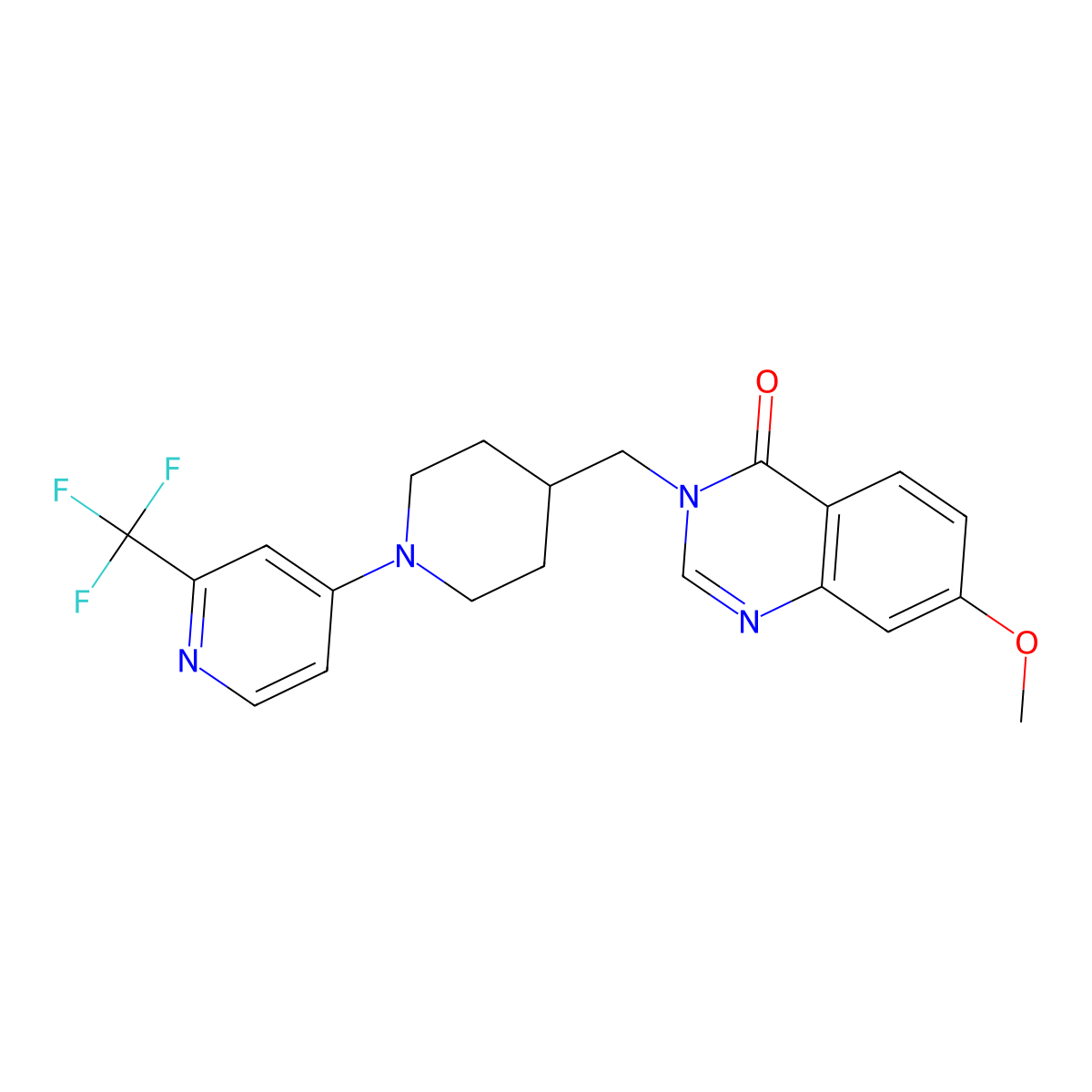 7-Methoxy-3-({1-[2-(trifluoromethyl)pyridin-4-yl]piperidin-4-yl}methyl)-3,4-dihydroquinazolin-4-one molecular structure, CAS 2549000-37-3