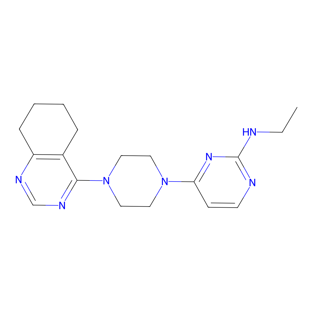 N-ethyl-4-[4-(5,6,7,8-tetrahydroquinazolin-4-yl)piperazin-1-yl]pyrimidin-2-amine molecular structure, CAS 2549000-39-5