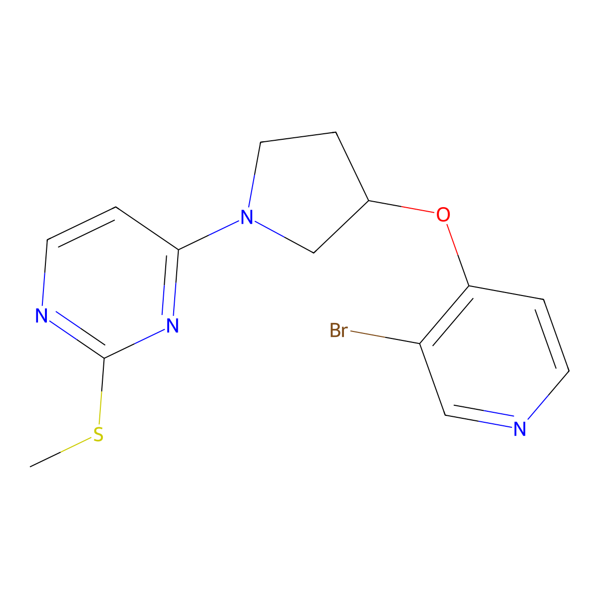 4-{3-[(3-Bromopyridin-4-yl)oxy]pyrrolidin-1-yl}-2-(methylsulfanyl)pyrimidine molecular structure, CAS 2549000-42-0