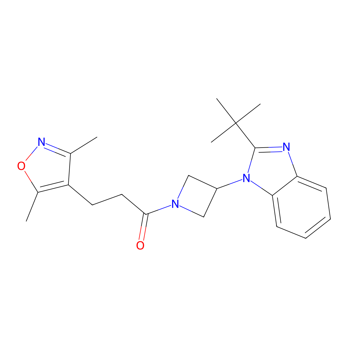 1-[3-(2-tert-butyl-1H-1,3-benzodiazol-1-yl)azetidin-1-yl]-3-(3,5-dimethyl-1,2-oxazol-4-yl)propan-1-one molecular structure, CAS 2549000-46-4