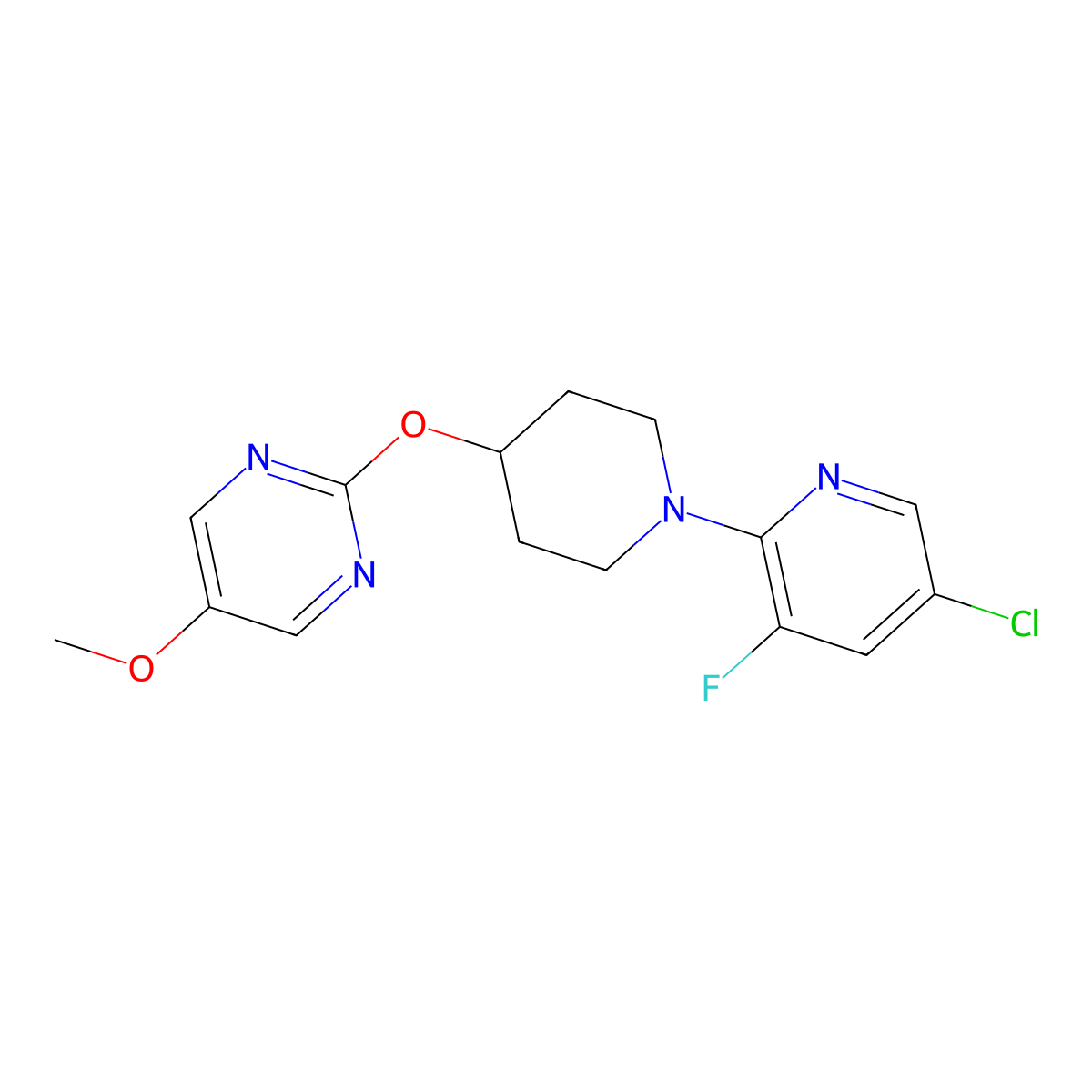 2-{[1-(5-Chloro-3-fluoropyridin-2-yl)piperidin-4-yl]oxy}-5-methoxypyrimidine molecular structure, CAS 2549000-49-7