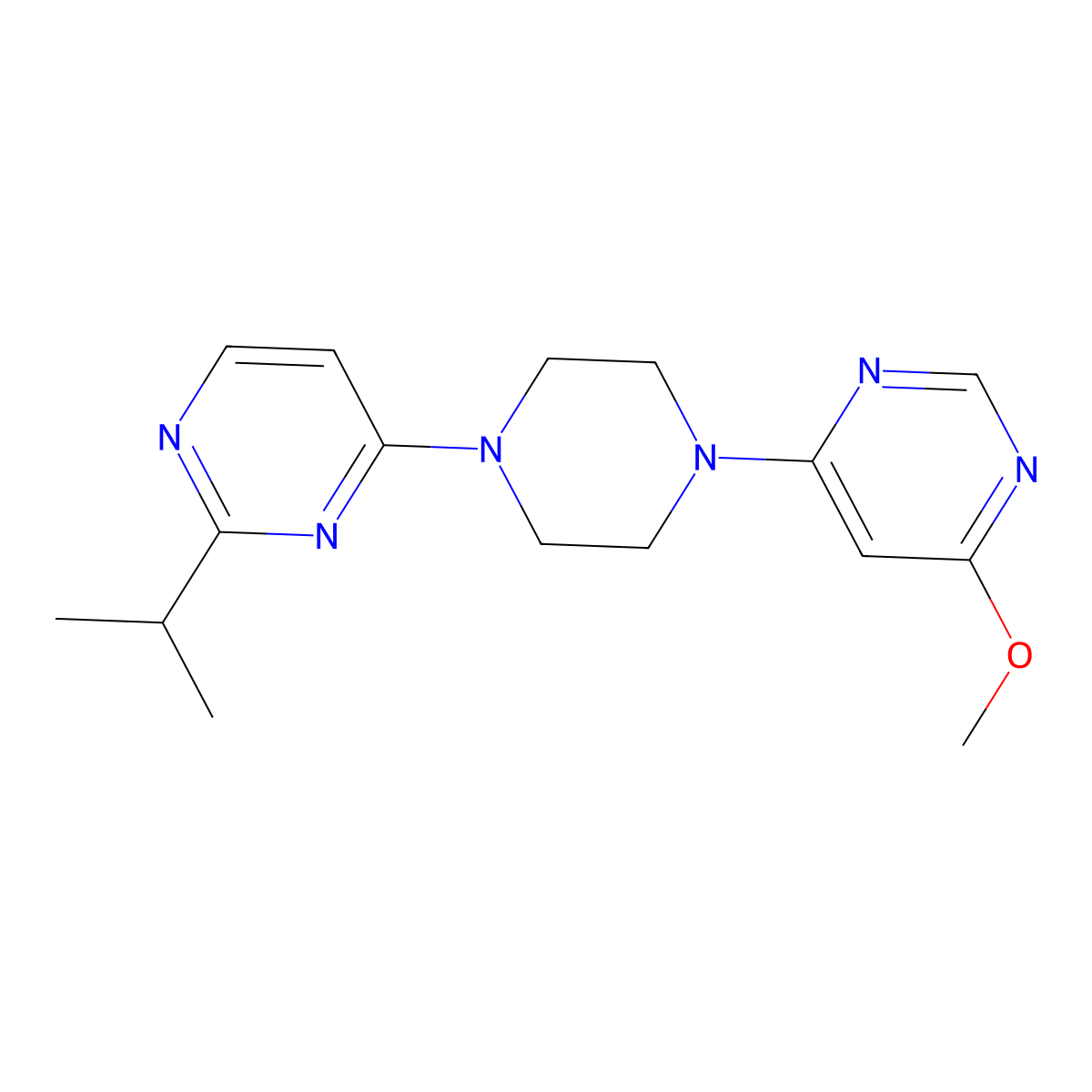 4-[4-(6-Methoxypyrimidin-4-yl)piperazin-1-yl]-2-(propan-2-yl)pyrimidine molecular structure, CAS 2549000-51-1