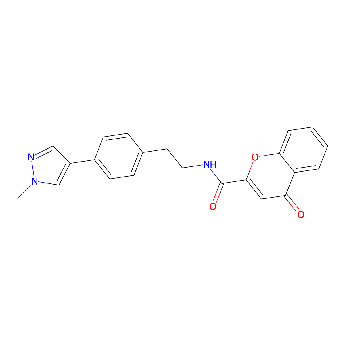 N-{2-[4-(1-methyl-1H-pyrazol-4-yl)phenyl]ethyl}-4-oxo-4H-chromene-2-carboxamide molecular structure, CAS 2549000-52-2