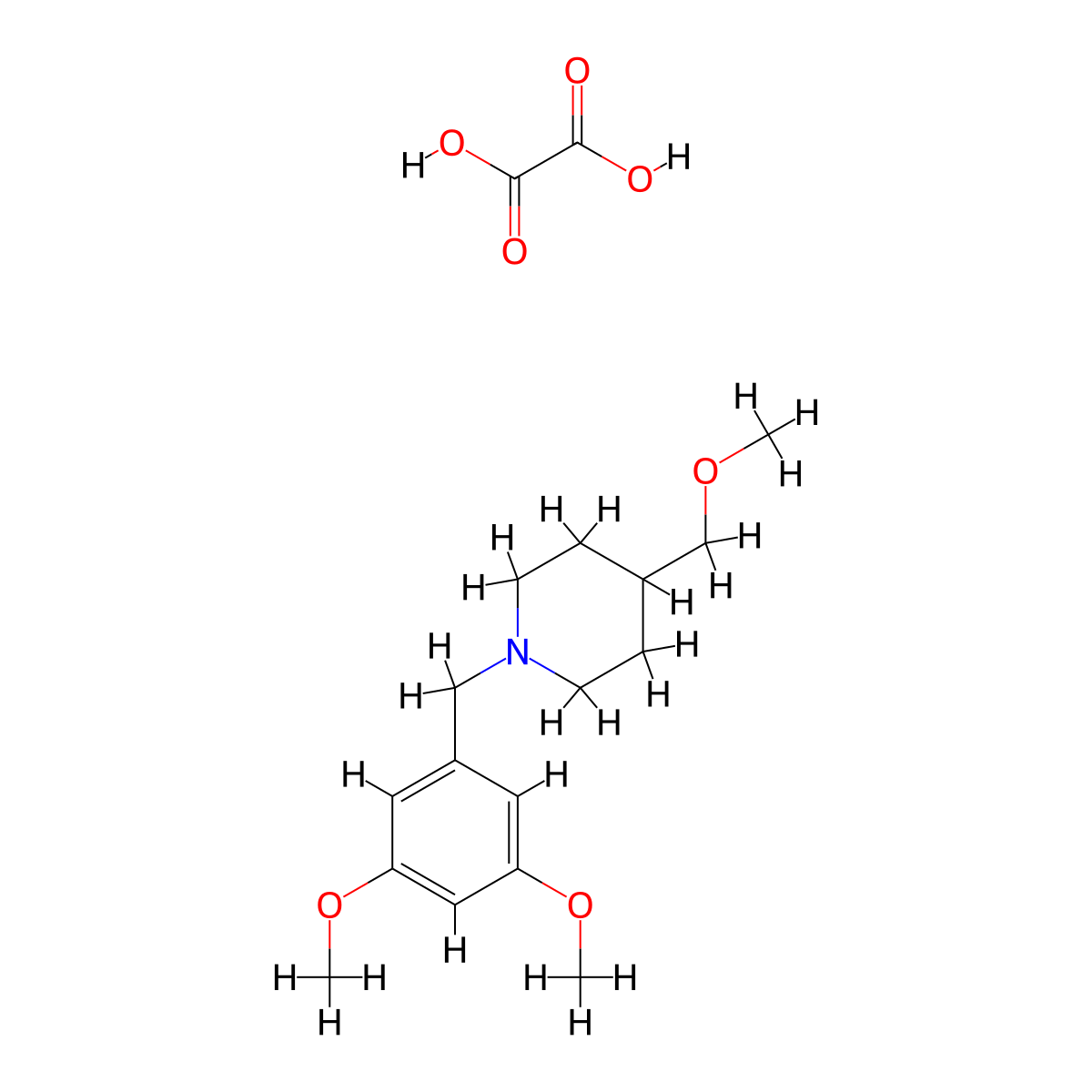 1-[(3,5-Dimethoxyphenyl)methyl]-4-(methoxymethyl)piperidine; oxalic acid molecular structure, CAS 2549000-54-4