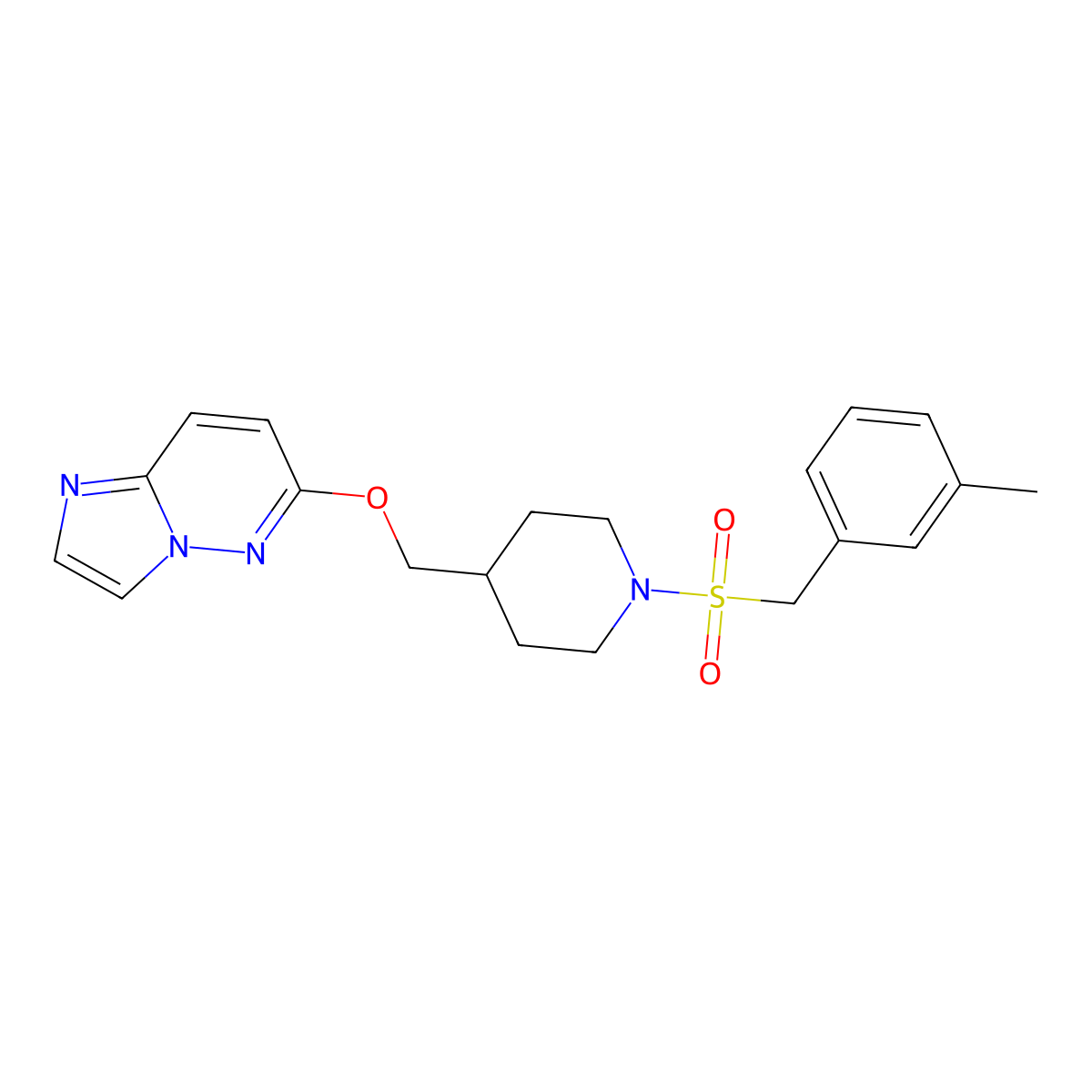 4-({Imidazo[1,2-b]pyridazin-6-yloxy}methyl)-1-[(3-methylphenyl)methanesulfonyl]piperidine molecular structure, CAS 2549000-59-9