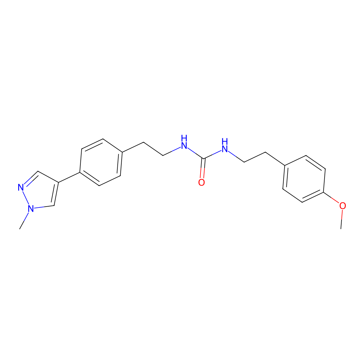 1-[2-(4-methoxyphenyl)ethyl]-3-{2-[4-(1-methyl-1H-pyrazol-4-yl)phenyl]ethyl}urea molecular structure, CAS 2549000-61-3