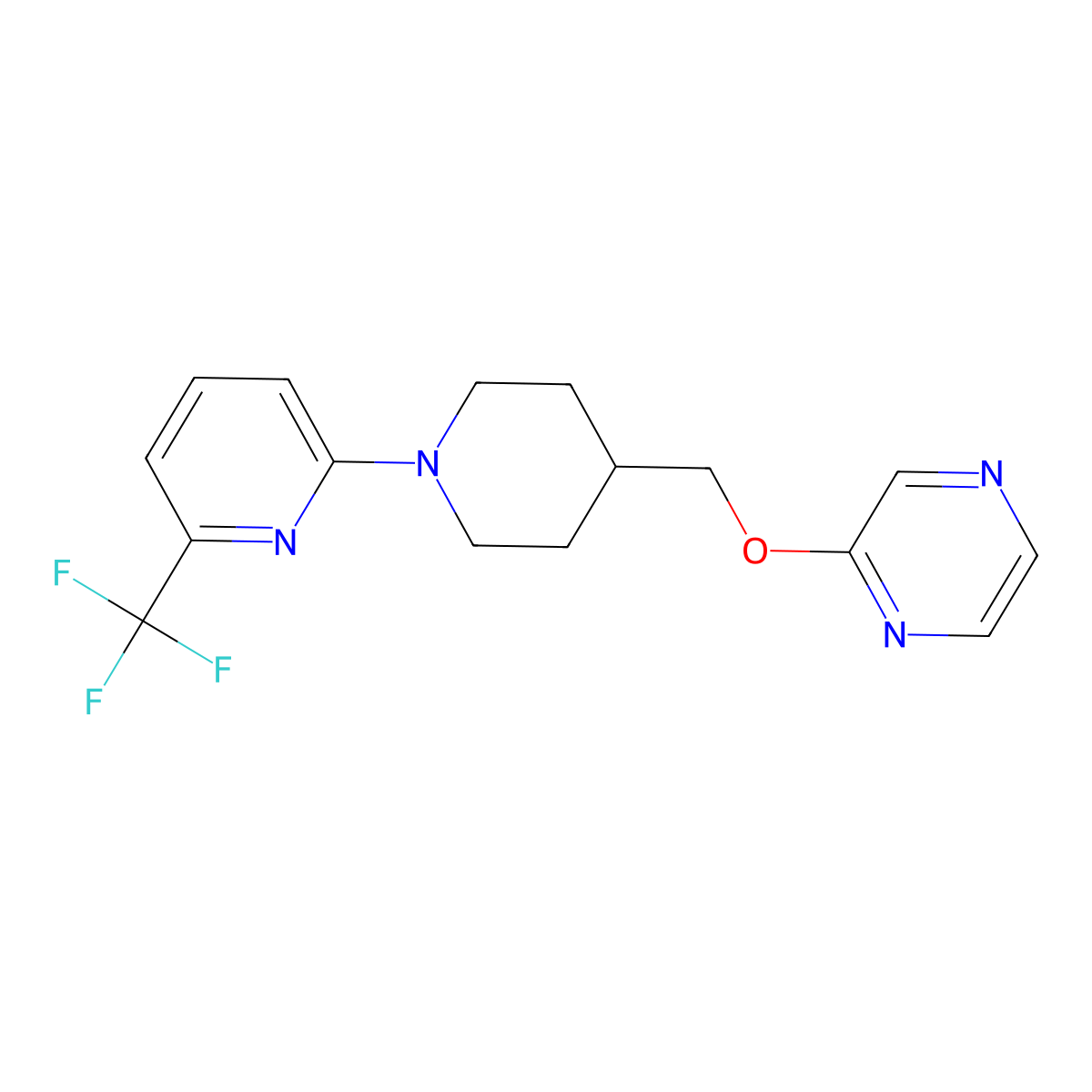 2-({1-[6-(Trifluoromethyl)pyridin-2-yl]piperidin-4-yl}methoxy)pyrazine molecular structure, CAS 2549000-64-6
