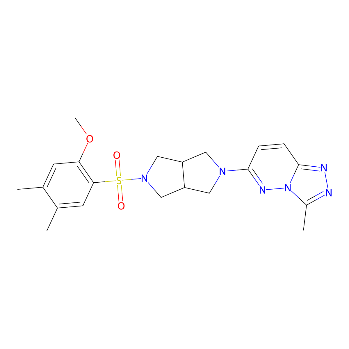 6-[5-(2-Methoxy-4,5-dimethylbenzenesulfonyl)-octahydropyrrolo[3,4-c]pyrrol-2-yl]-3-methyl-[1,2,4]triazolo[4,3-b]pyridazine molecular structure, CAS 2549000-66-8