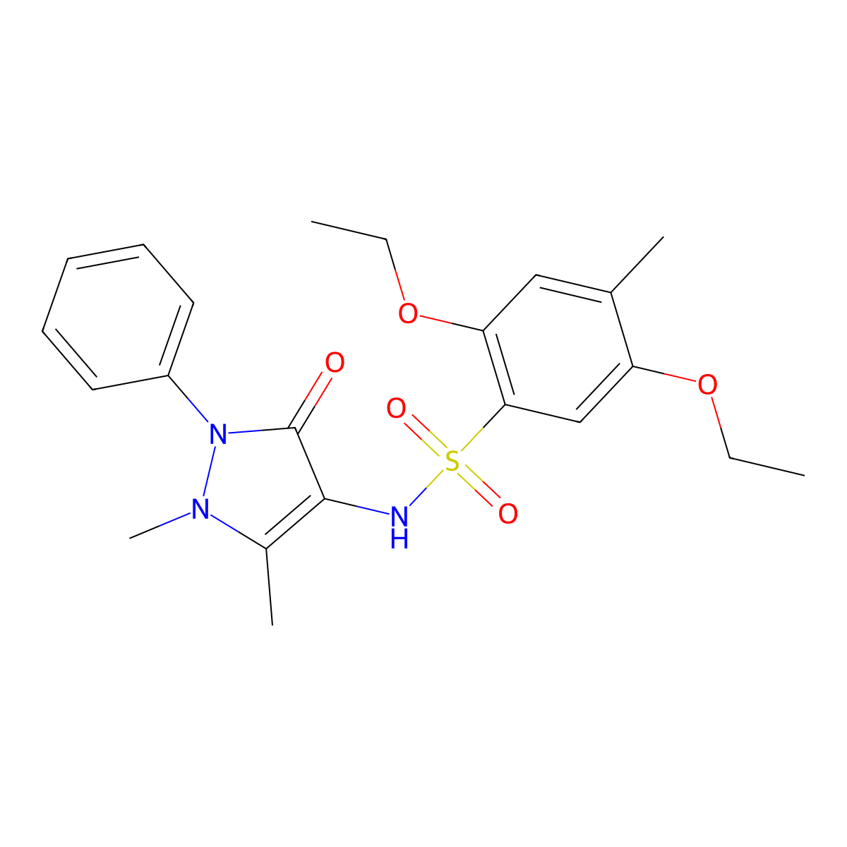 N-(1,5-dimethyl-3-oxo-2-phenyl-2,3-dihydro-1H-pyrazol-4-yl)-2,5-diethoxy-4-methylbenzene-1-sulfonamide molecular structure, CAS 2549000-70-4