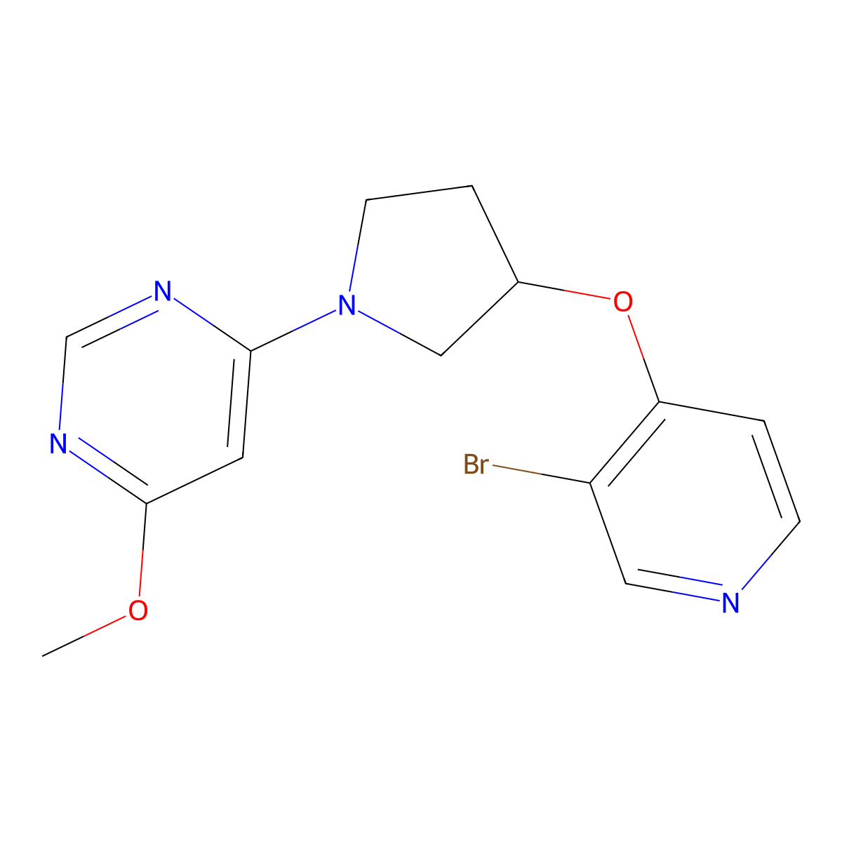 4-{3-[(3-Bromopyridin-4-yl)oxy]pyrrolidin-1-yl}-6-methoxypyrimidine molecular structure, CAS 2549000-71-5