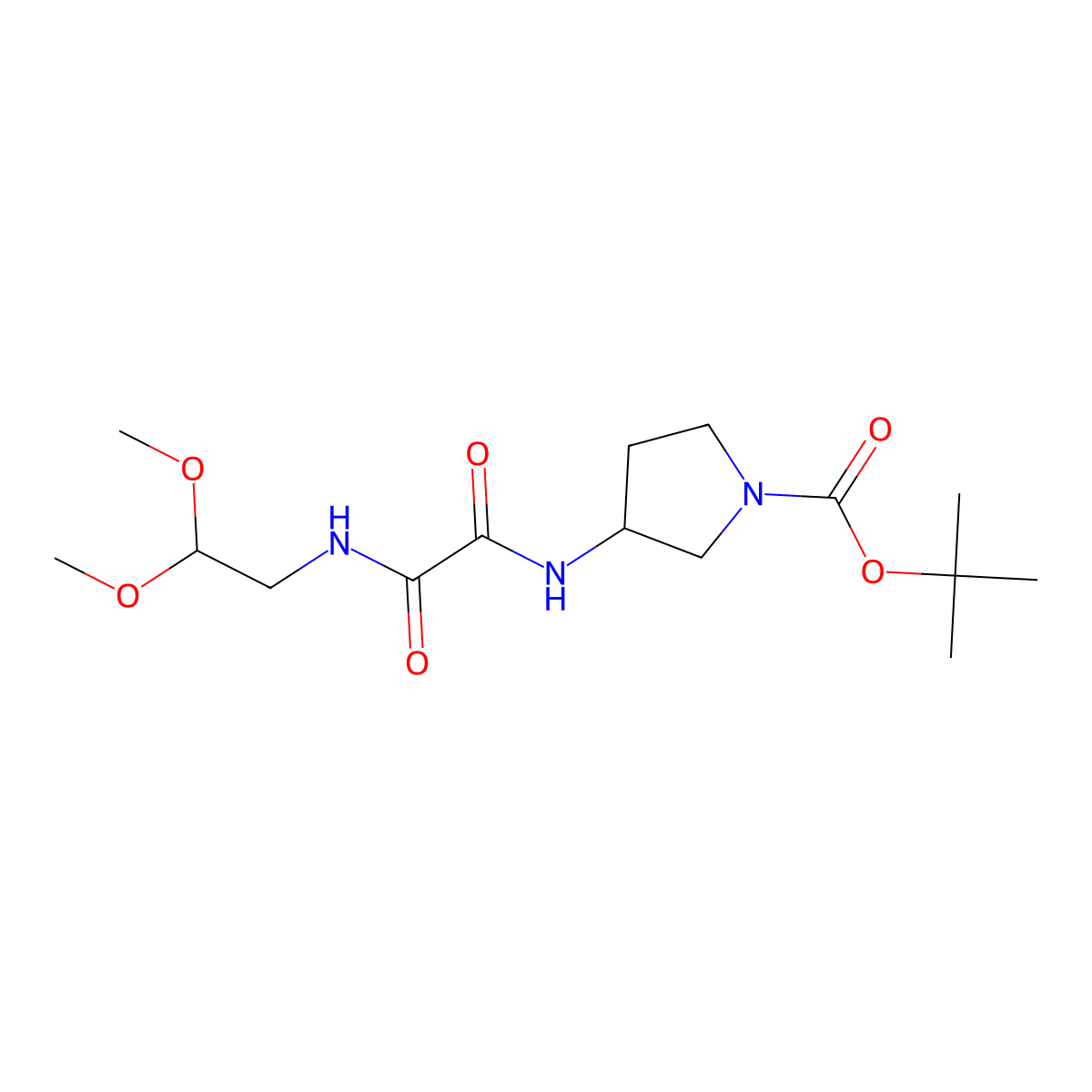 Tert-butyl 3-{[(2,2-dimethoxyethyl)carbamoyl]formamido}pyrrolidine-1-carboxylate molecular structure, CAS 2549000-72-6
