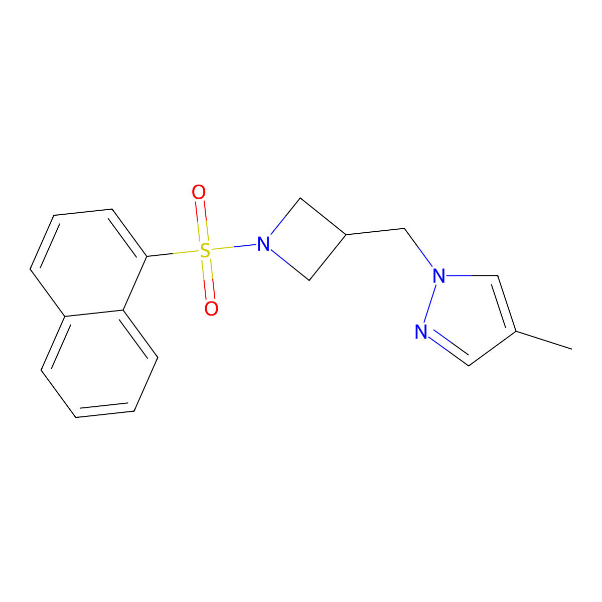 4-methyl-1-{[1-(naphthalene-1-sulfonyl)azetidin-3-yl]methyl}-1H-pyrazole molecular structure, CAS 2549000-74-8