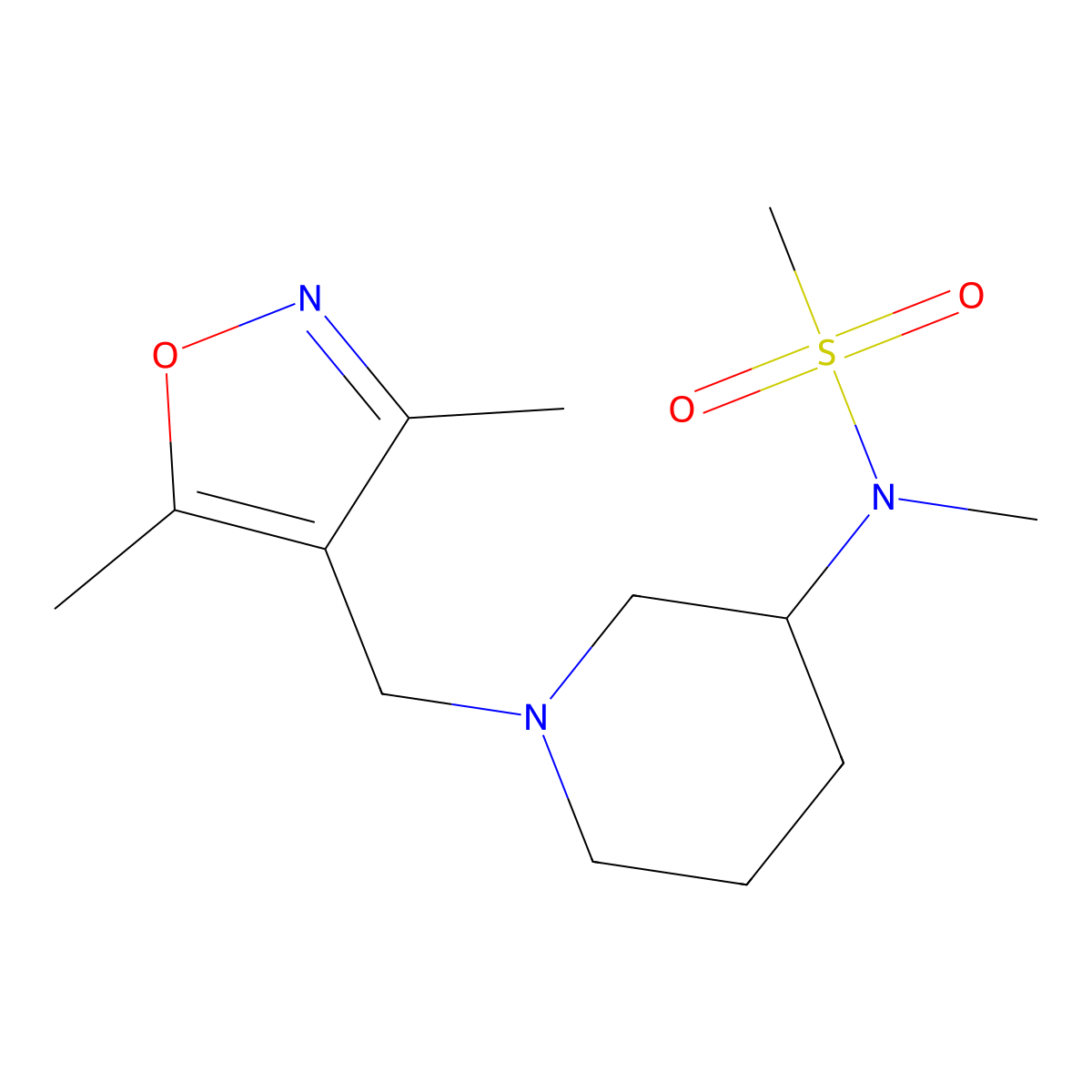 N-{1-[(3,5-dimethyl-1,2-oxazol-4-yl)methyl]piperidin-3-yl}-N-methylmethanesulfonamide molecular structure, CAS 2549000-78-2