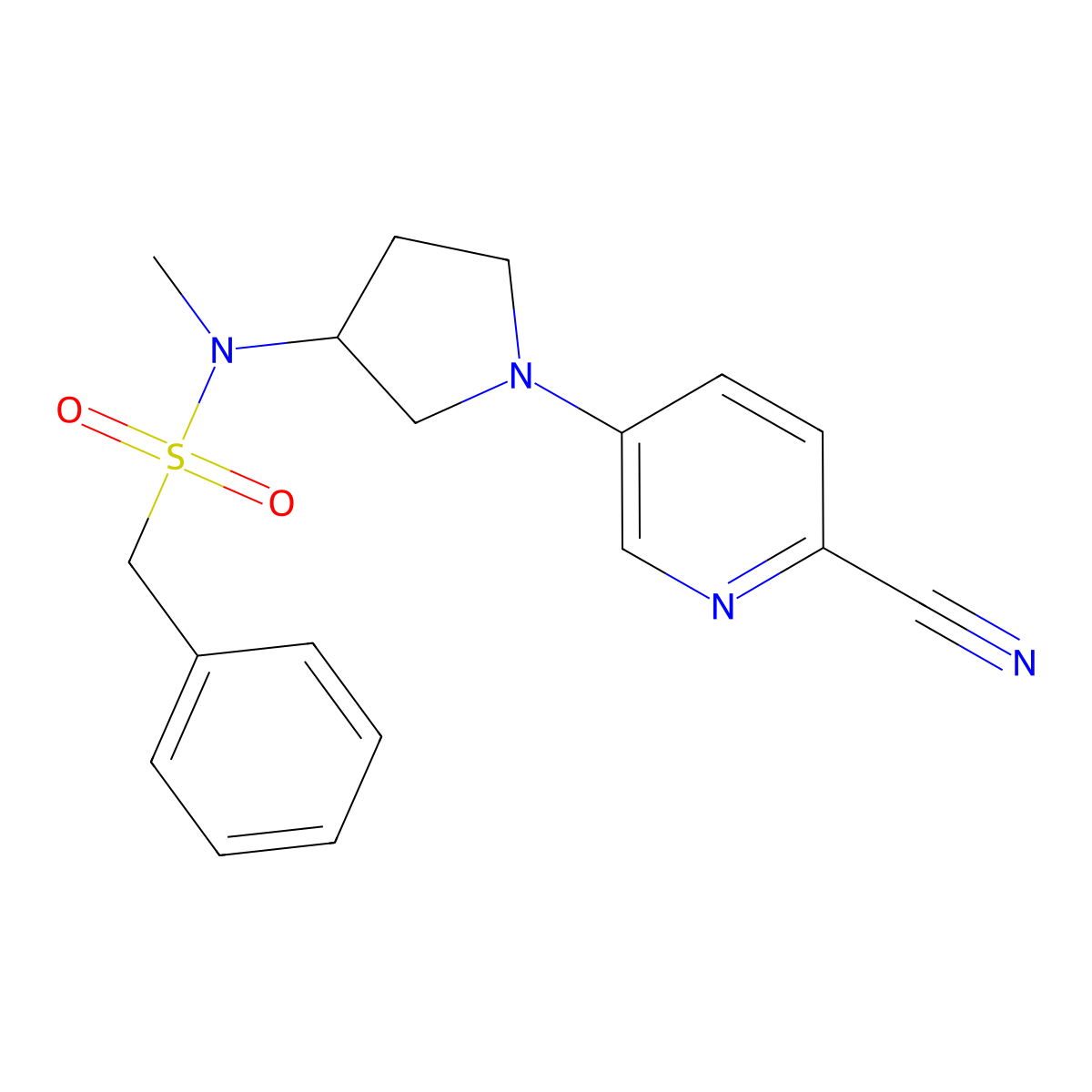 N-[1-(6-cyanopyridin-3-yl)pyrrolidin-3-yl]-N-methyl-1-phenylmethanesulfonamide molecular structure, CAS 2549000-80-6