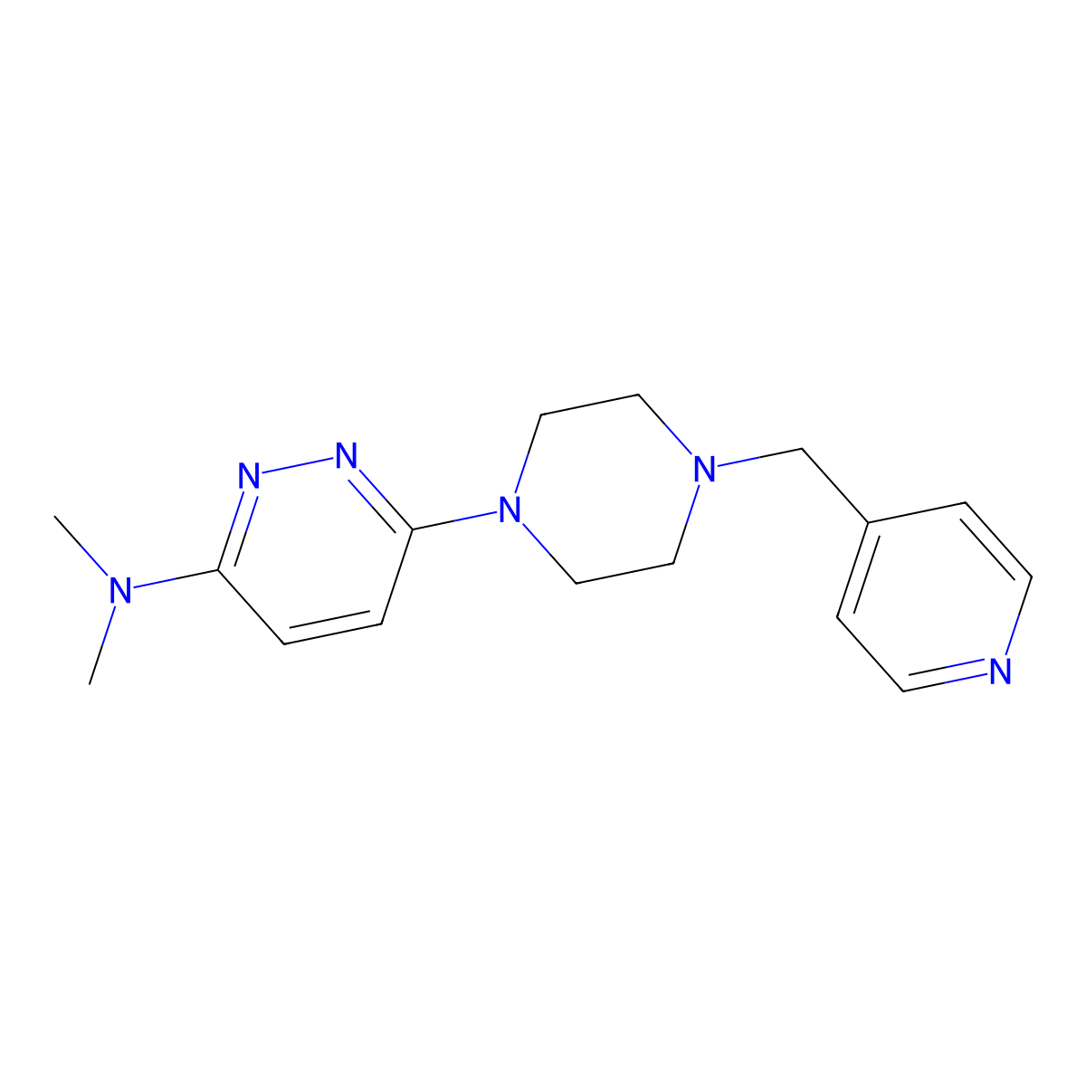 N,N-dimethyl-6-{4-[(pyridin-4-yl)methyl]piperazin-1-yl}pyridazin-3-amine molecular structure, CAS 2549000-84-0