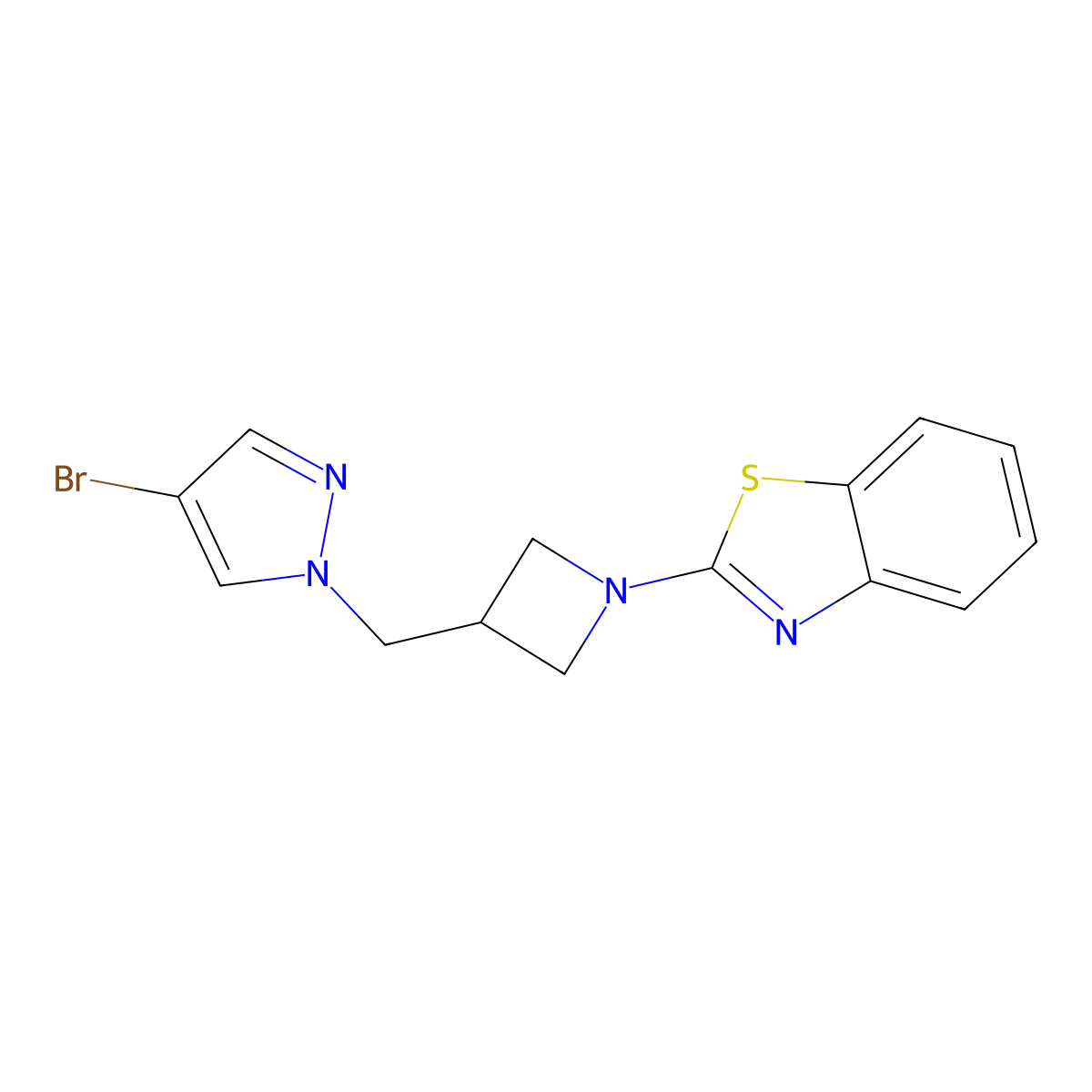 2-{3-[(4-bromo-1H-pyrazol-1-yl)methyl]azetidin-1-yl}-1,3-benzothiazole molecular structure, CAS 2549000-89-5