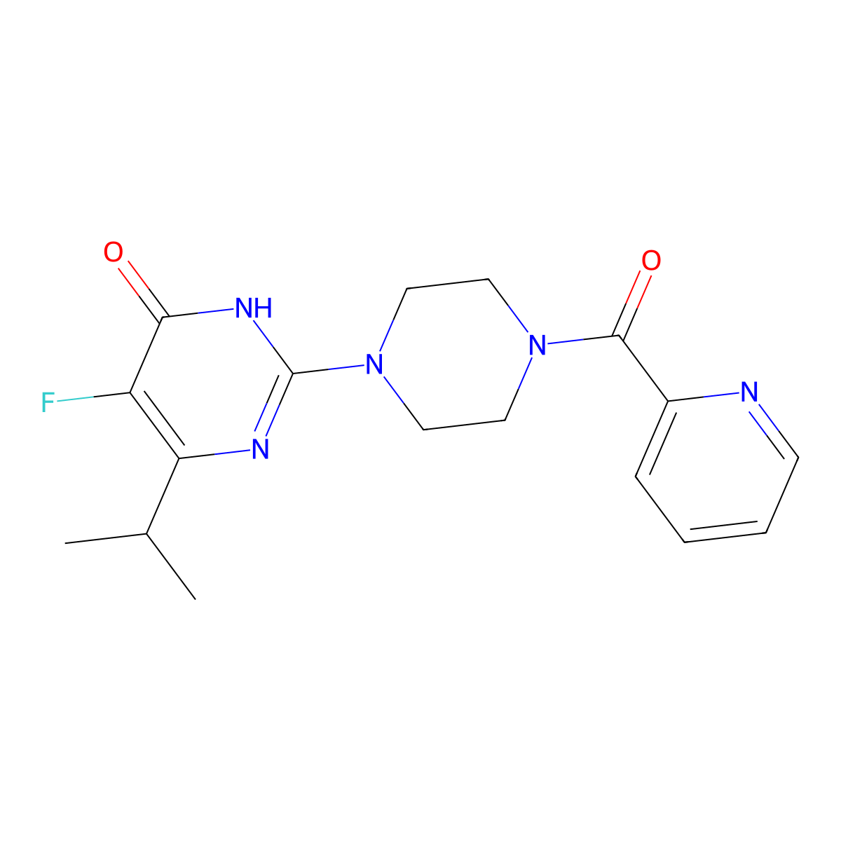 5-Fluoro-6-(propan-2-yl)-2-[4-(pyridine-2-carbonyl)piperazin-1-yl]-3,4-dihydropyrimidin-4-one molecular structure, CAS 2549000-91-9