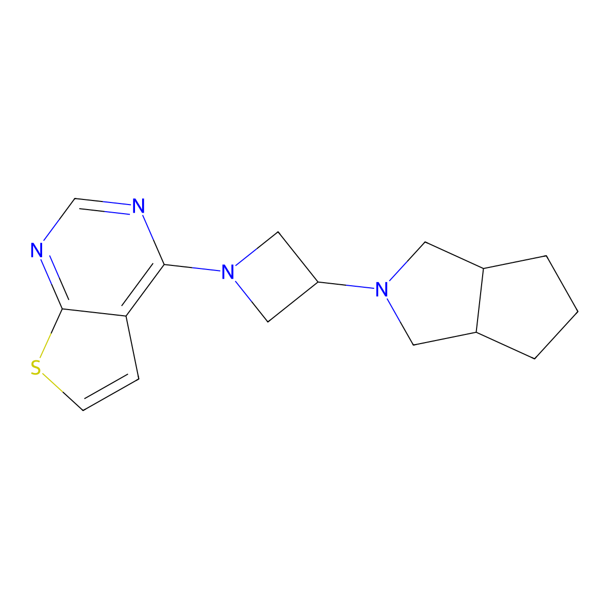 3-{Octahydrocyclopenta[c]pyrrol-2-yl}-1-{thieno[2,3-d]pyrimidin-4-yl}azetidine molecular structure, CAS 2549000-95-3