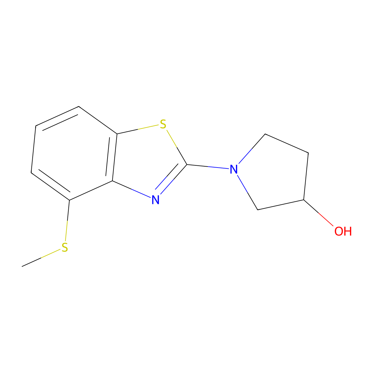 1-[4-(Methylsulfanyl)-1,3-benzothiazol-2-yl]pyrrolidin-3-ol molecular structure, CAS 2549000-98-6