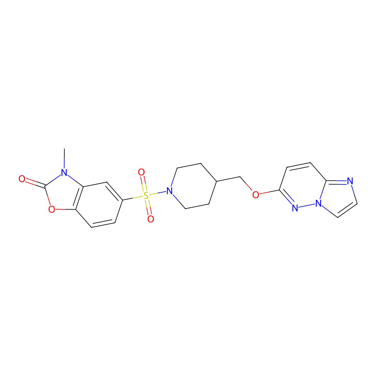 5-{[4-({Imidazo[1,2-b]pyridazin-6-yloxy}methyl)piperidin-1-yl]sulfonyl}-3-methyl-2,3-dihydro-1,3-benzoxazol-2-one molecular structure, CAS 2549001-05-8