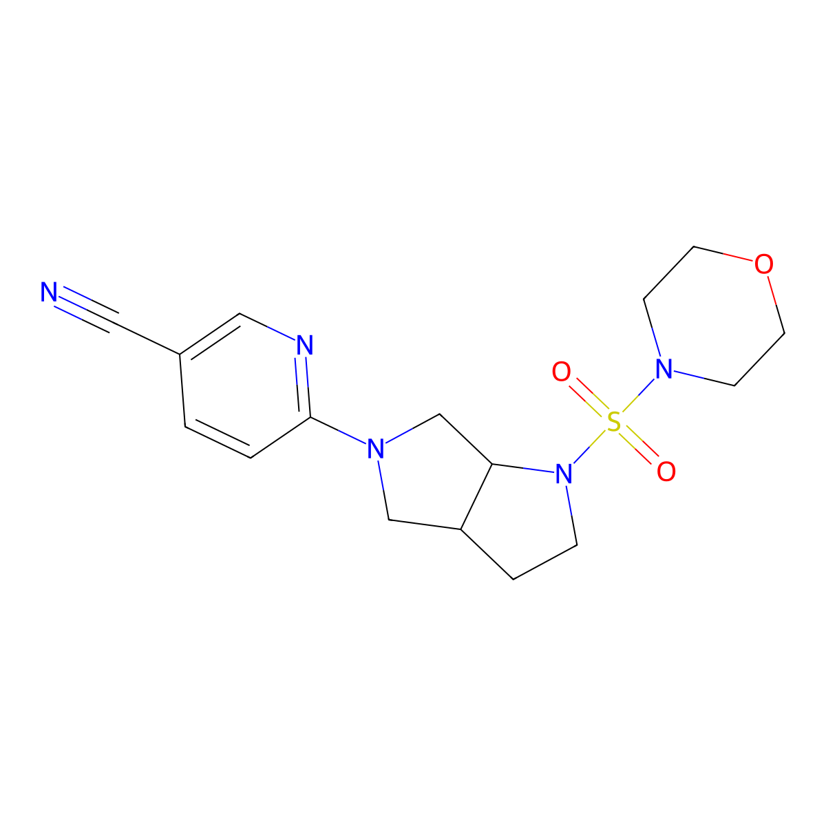 6-[1-(Morpholine-4-sulfonyl)-octahydropyrrolo[2,3-c]pyrrol-5-yl]pyridine-3-carbonitrile molecular structure, CAS 2549001-07-0