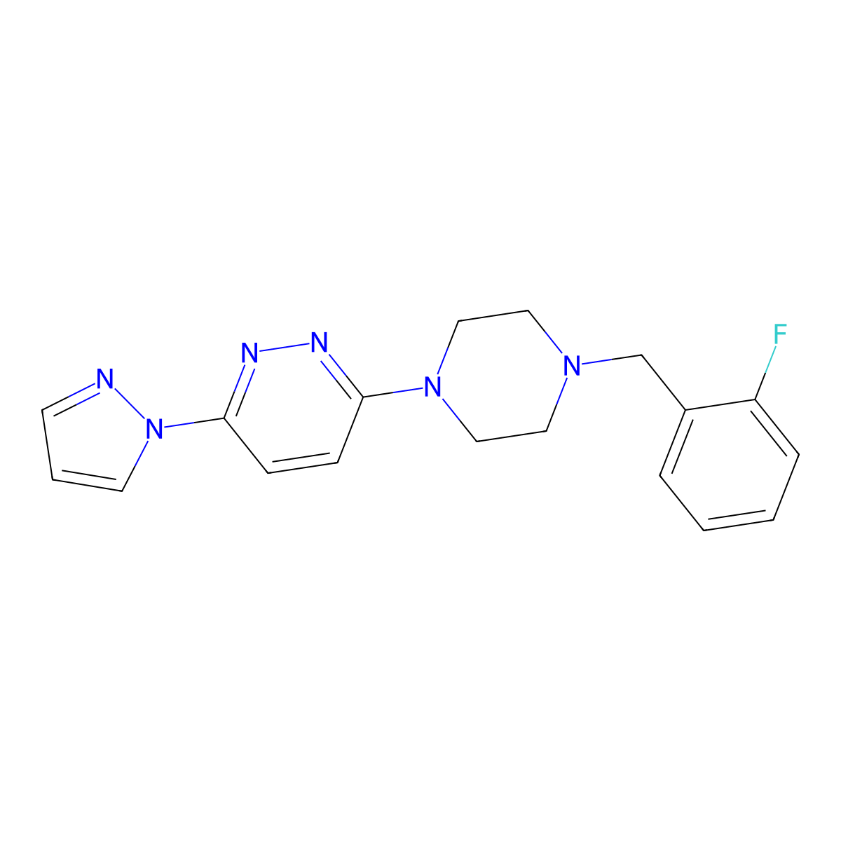 3-{4-[(2-fluorophenyl)methyl]piperazin-1-yl}-6-(1H-pyrazol-1-yl)pyridazine molecular structure, CAS 2549001-09-2