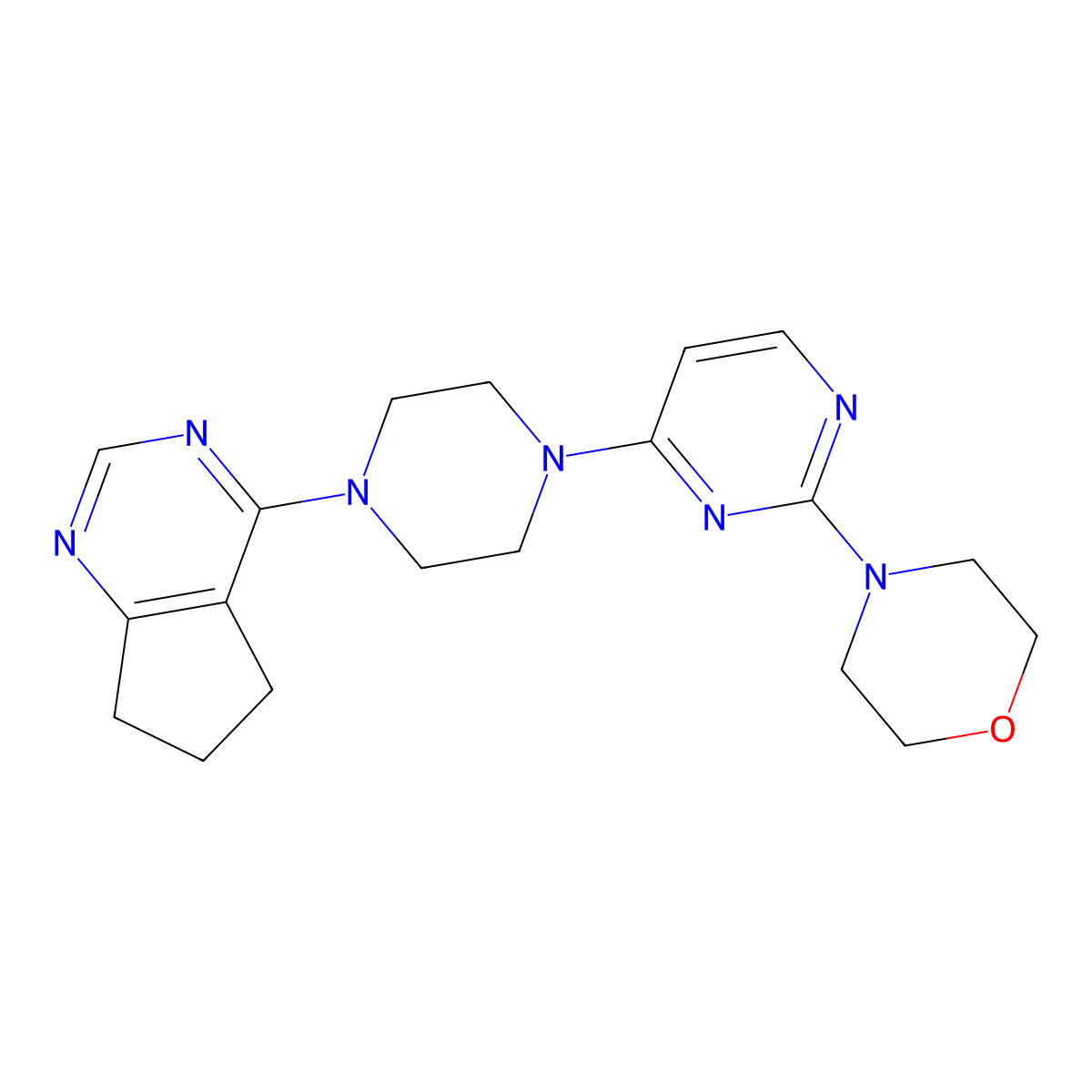 4-[4-(4-{5H,6H,7H-cyclopenta[d]pyrimidin-4-yl}piperazin-1-yl)pyrimidin-2-yl]morpholine molecular structure, CAS 2549001-11-6