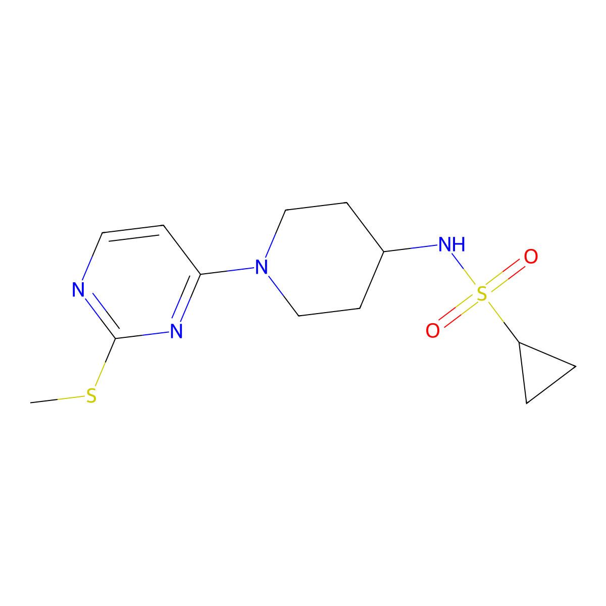 N-{1-[2-(methylsulfanyl)pyrimidin-4-yl]piperidin-4-yl}cyclopropanesulfonamide molecular structure, CAS 2549001-22-9