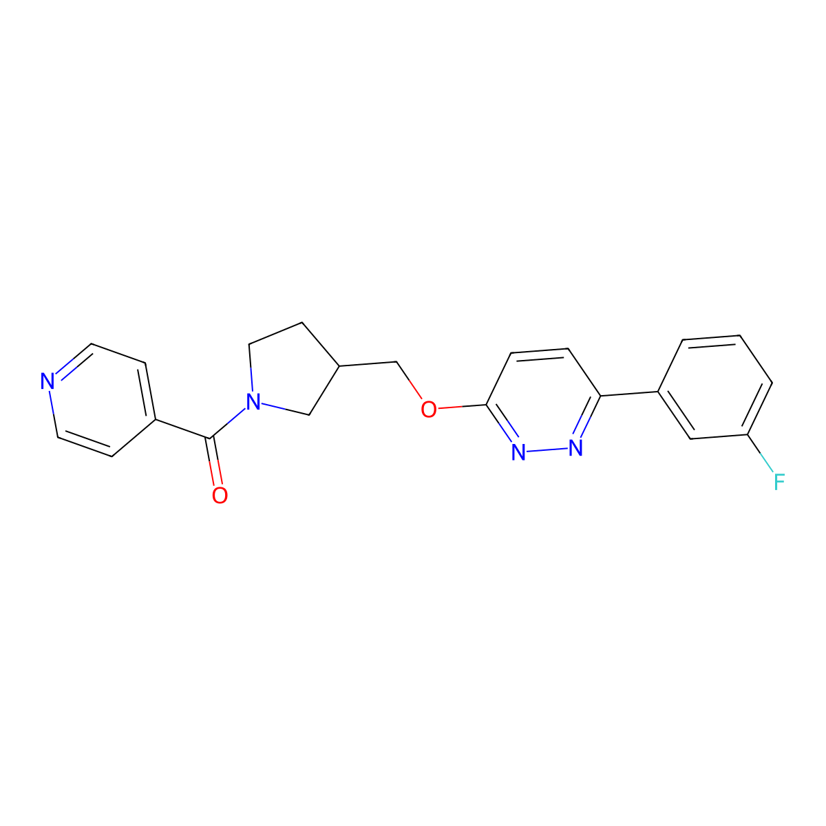 3-(3-Fluorophenyl)-6-{[1-(pyridine-4-carbonyl)pyrrolidin-3-yl]methoxy}pyridazine molecular structure, CAS 2549001-24-1