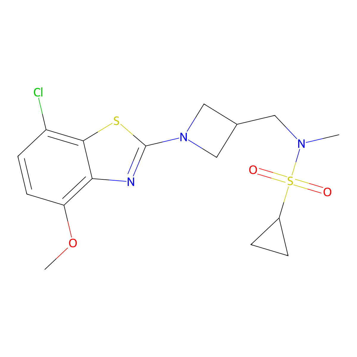 N-{[1-(7-chloro-4-methoxy-1,3-benzothiazol-2-yl)azetidin-3-yl]methyl}-N-methylcyclopropanesulfonamide molecular structure, CAS 2549001-29-6