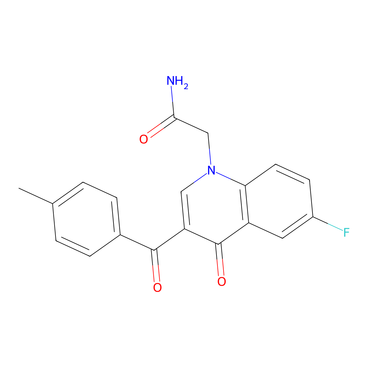 2-[6-Fluoro-3-(4-methylbenzoyl)-4-oxo-1,4-dihydroquinolin-1-yl]acetamide molecular structure, CAS 2549001-35-4