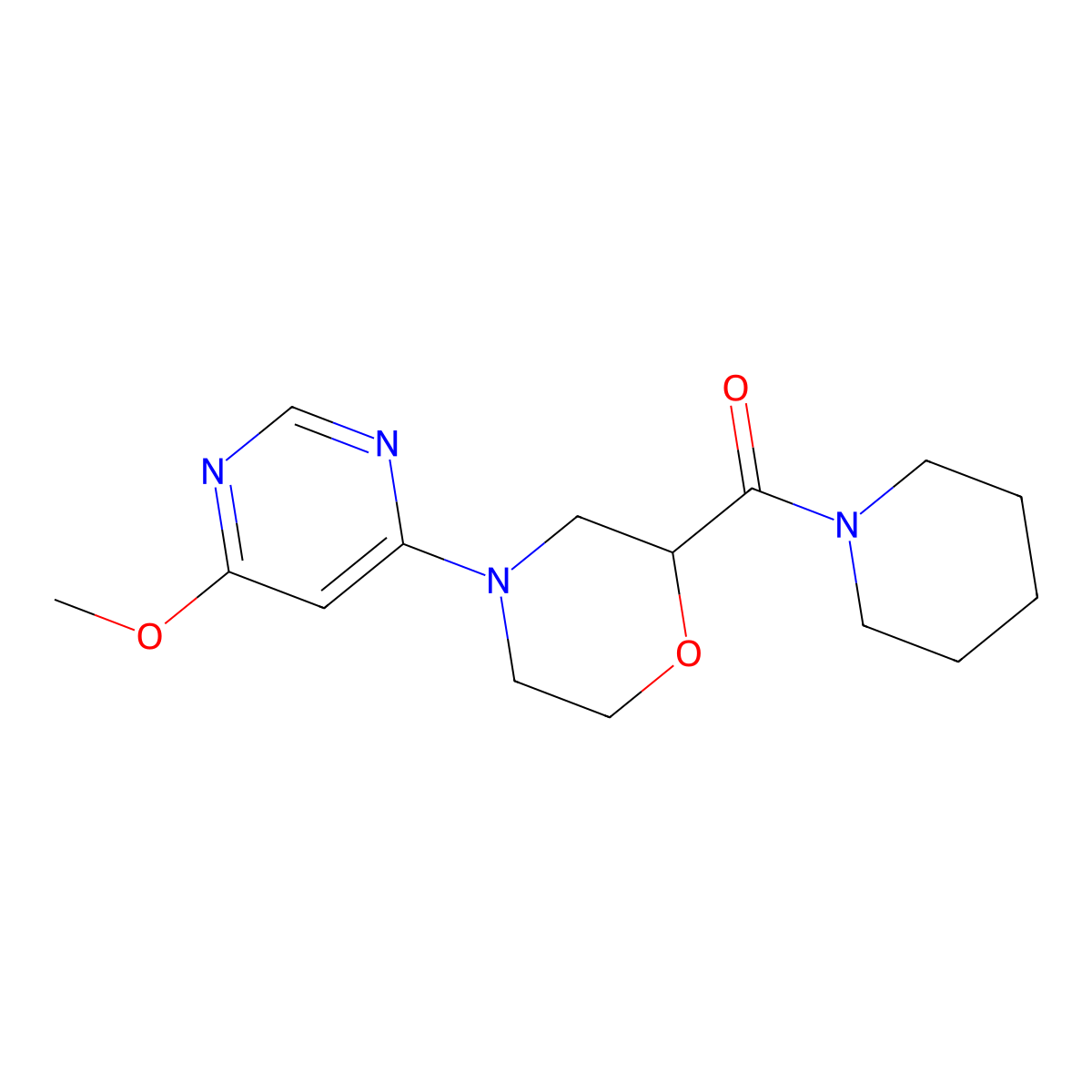 4-(6-Methoxypyrimidin-4-yl)-2-(piperidine-1-carbonyl)morpholine molecular structure, CAS 2549001-40-1
