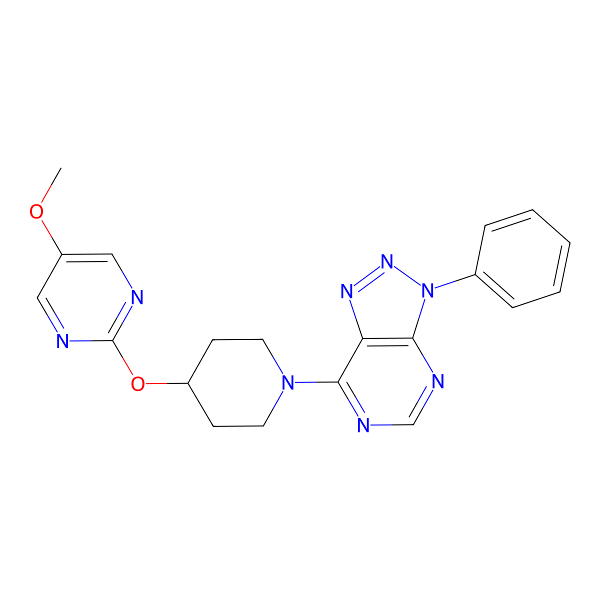 5-methoxy-2-[(1-{3-phenyl-3H-[1,2,3]triazolo[4,5-d]pyrimidin-7-yl}piperidin-4-yl)oxy]pyrimidine molecular structure, CAS 2549001-41-2