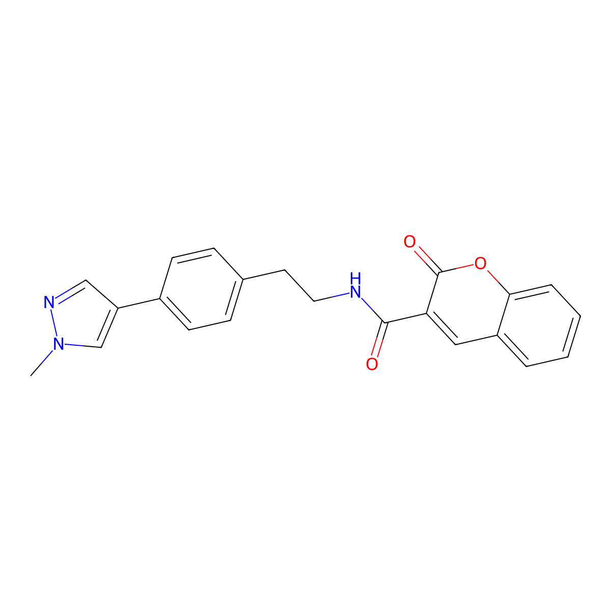 N-{2-[4-(1-methyl-1H-pyrazol-4-yl)phenyl]ethyl}-2-oxo-2H-chromene-3-carboxamide molecular structure, CAS 2549001-45-6