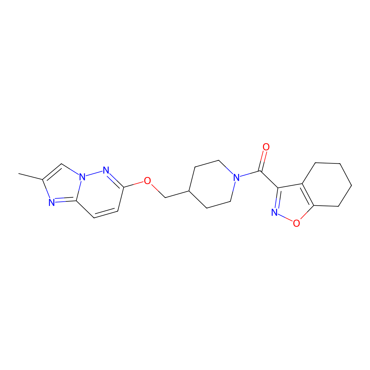 3-{4-[({2-Methylimidazo[1,2-b]pyridazin-6-yl}oxy)methyl]piperidine-1-carbonyl}-4,5,6,7-tetrahydro-1,2-benzoxazole molecular structure, CAS 2549001-51-4